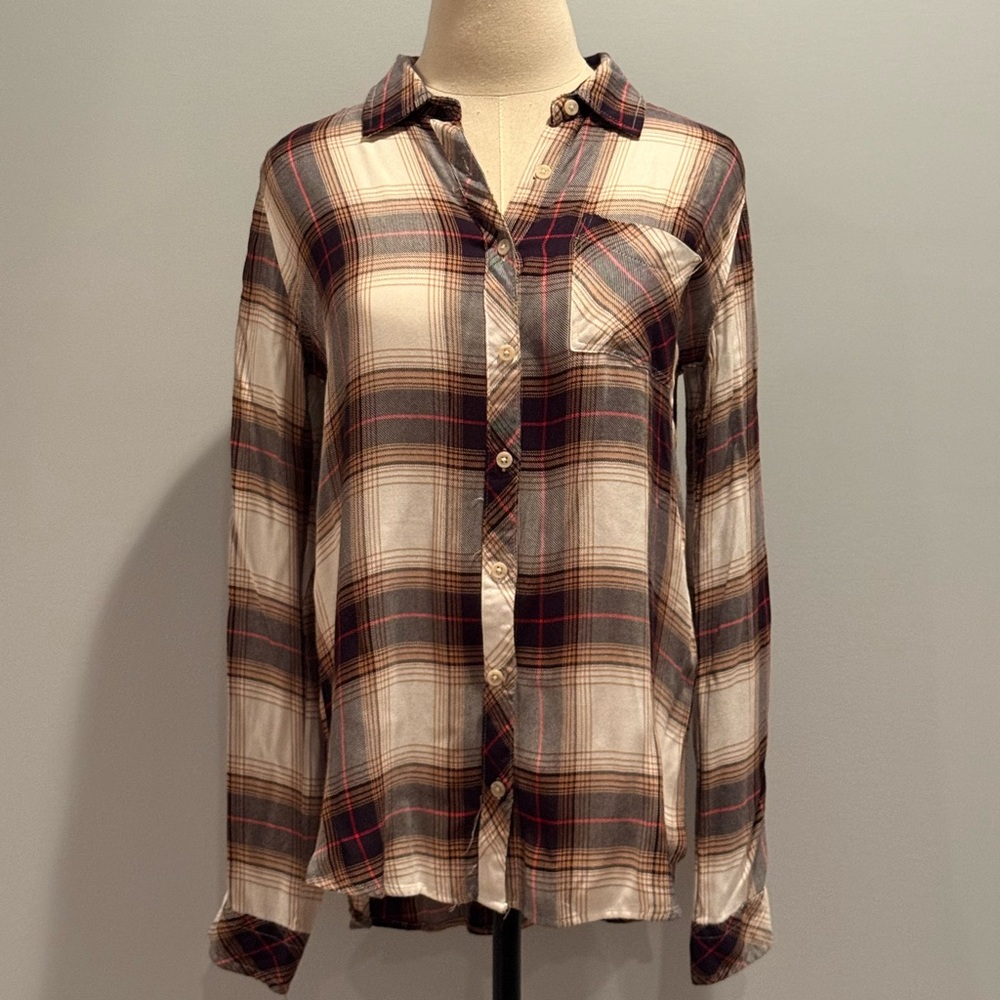 Thread & Supply Plaid Button Down Shirt - Red, Black, Cream